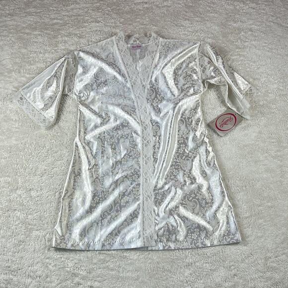 Vintage Reasa Martin NWT paisley and lace satin robe, size small - Picture 3 of 8